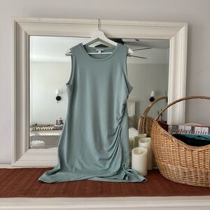 Nine West Sage Green Sleeveless Ruched Mini Dress